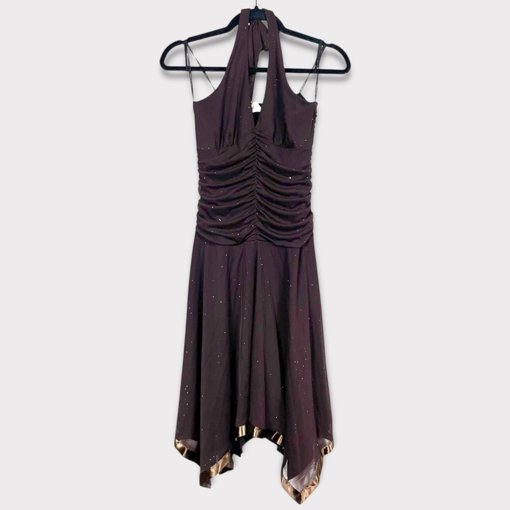 City Triangles Y2k Halter Dress Large Sparkle Asymmetrical Hem Fairy Grunge Glam